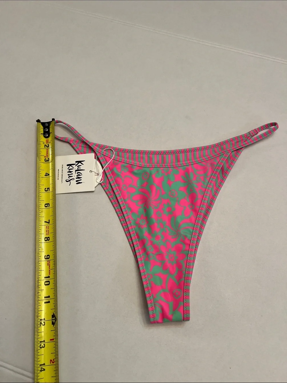 KULANI KINIS BIKINI SWIM BOTTOMS SIZE XL PINK & GREEN NEW WITH TAGS